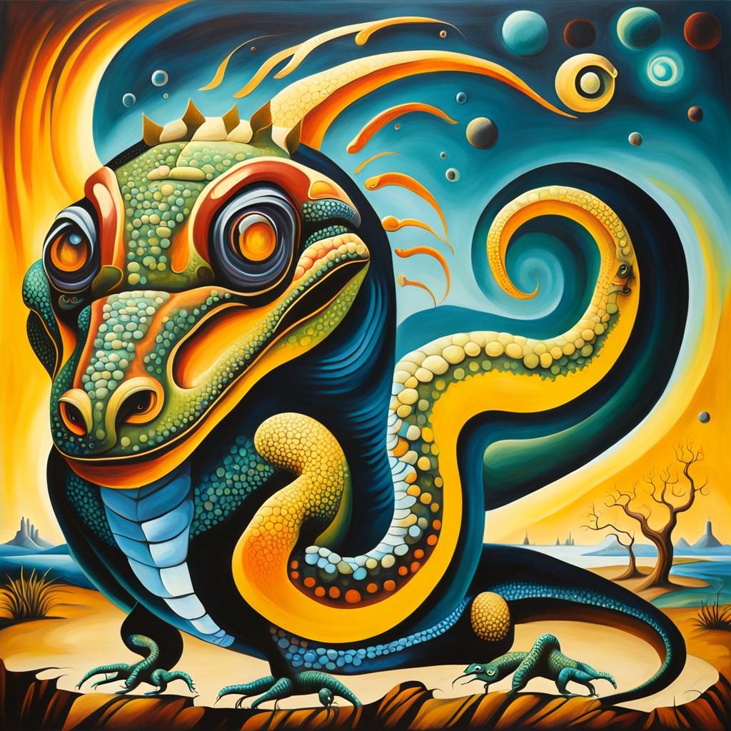 Glowing Lizard in Australian Aboriginal Art Style