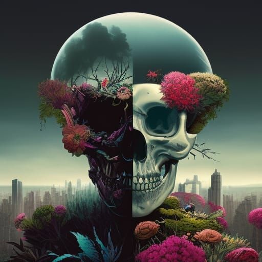 Dystopian Collage Art: Good Versus Evil