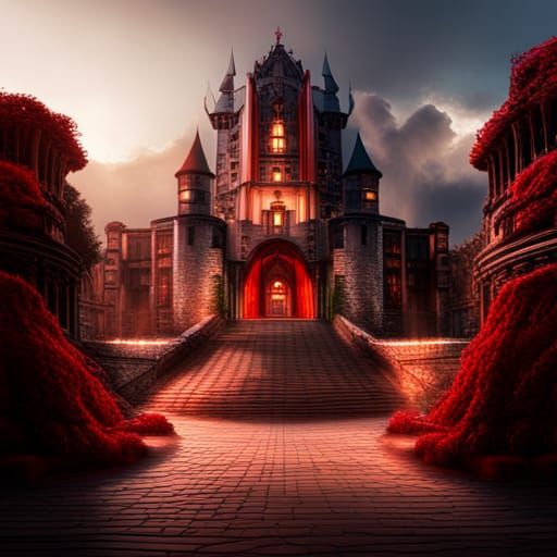 Hyperrealistic Red Demon Castle in High Definition