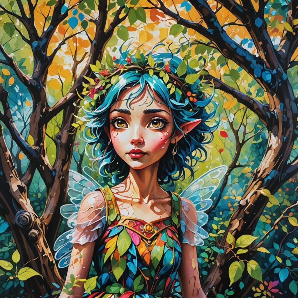 Mischievous Fairy in Enchanted Forest Street Art