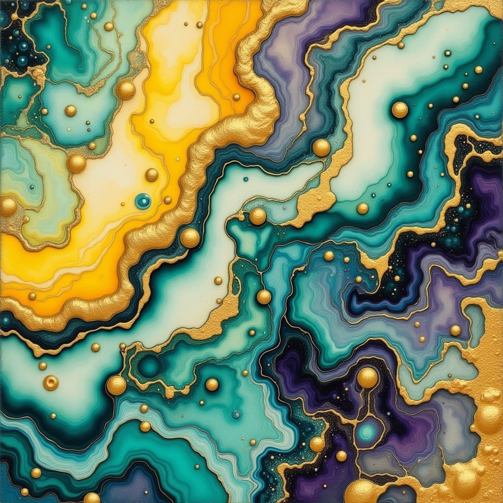 <lora:divineOil:1.0> <lora:Teal and gold:1.0> <lora:Draw Me A Cityscape:1.0> <lora:Liquid Ink Flux:1.0> Turquoise blue b...