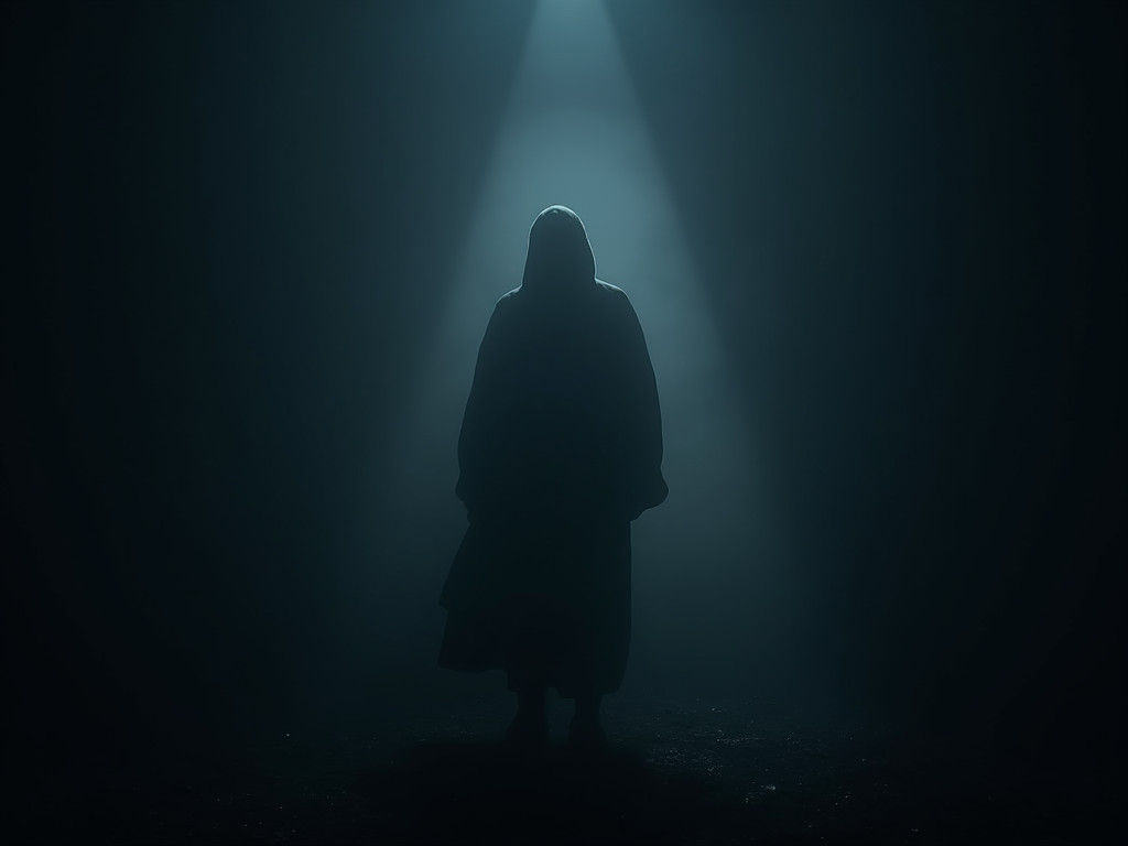 Eerie Figure Emerges from Shadows in Photorealistic Style