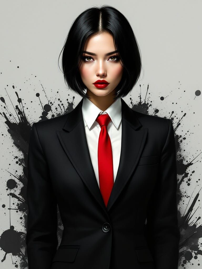 Confident Woman Portrait in Rutkowski-Mucha Style