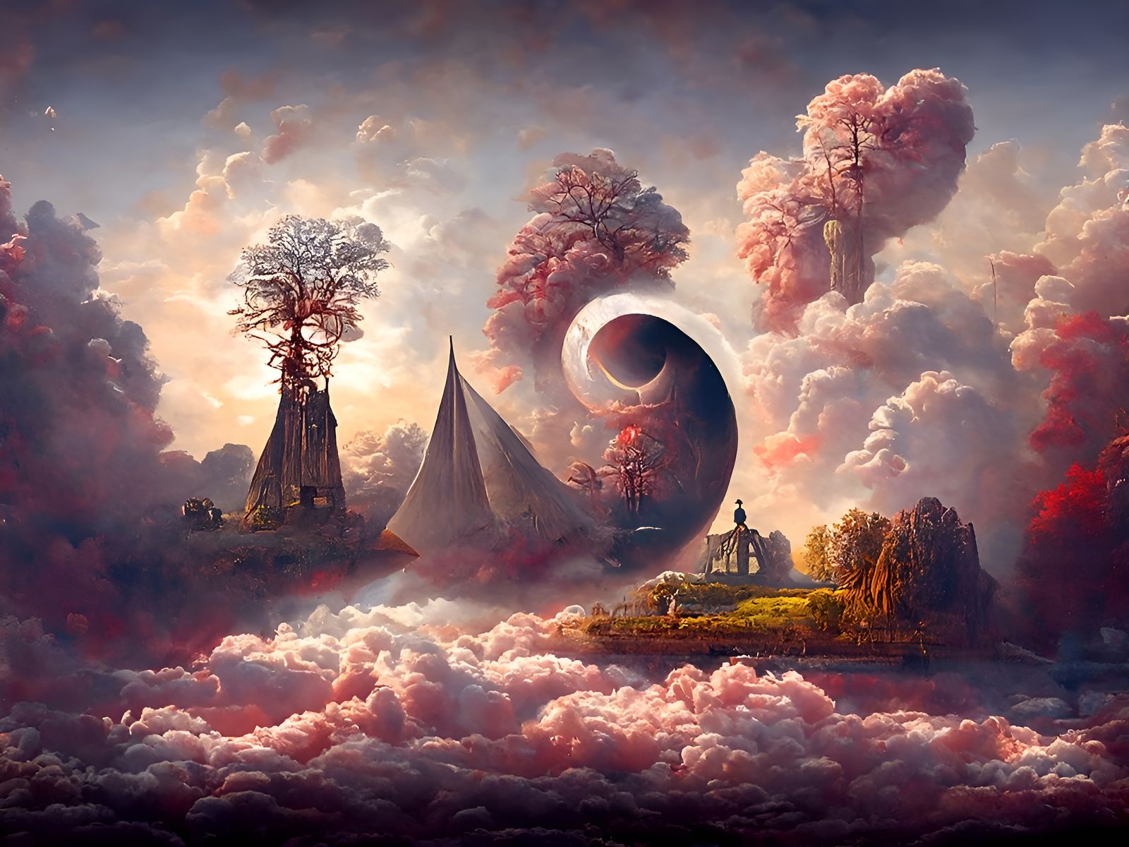 Psychedelic Surrealism Painting with Symbolic Depth