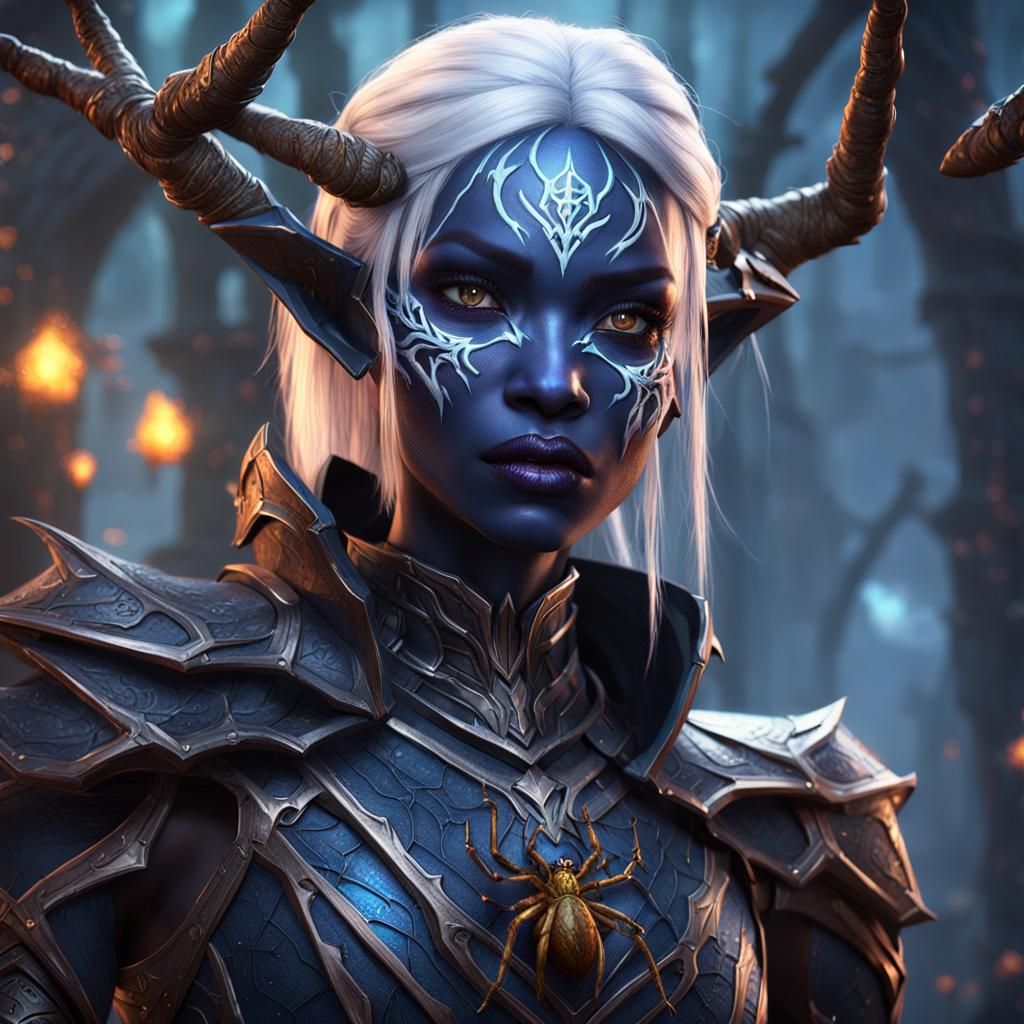 Drow Female Elf with Spider Armor