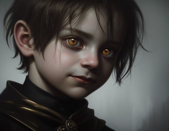 Ominous Child Portrait in Eerie Golden Hour Light