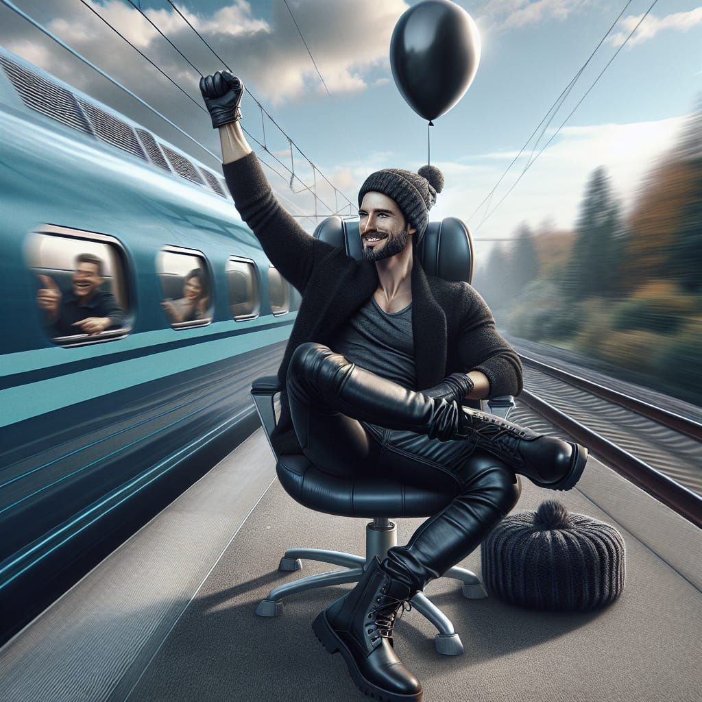 Man Lounging Atop Bullet Train: Fantasy Concept Art