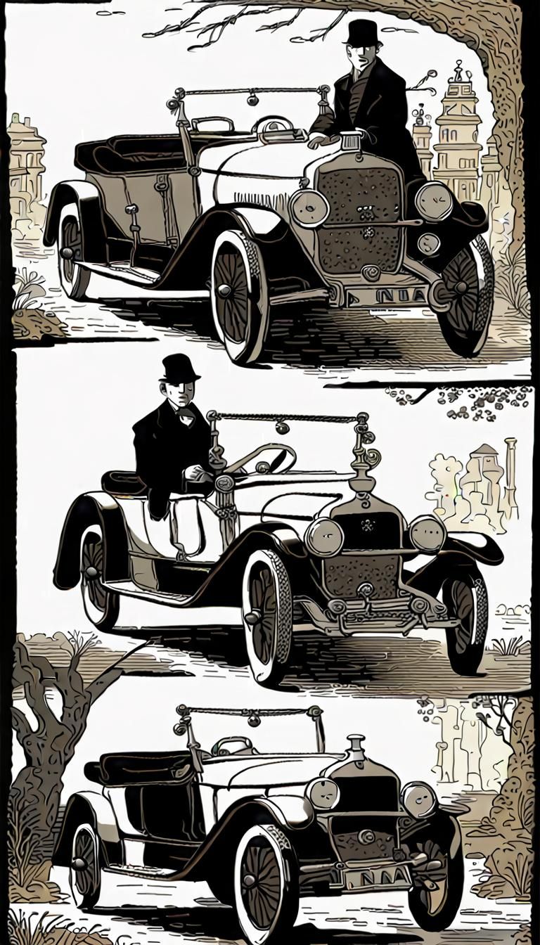 Sherlock Holmes Harpoon Adventure: Pen and Ink Illustration