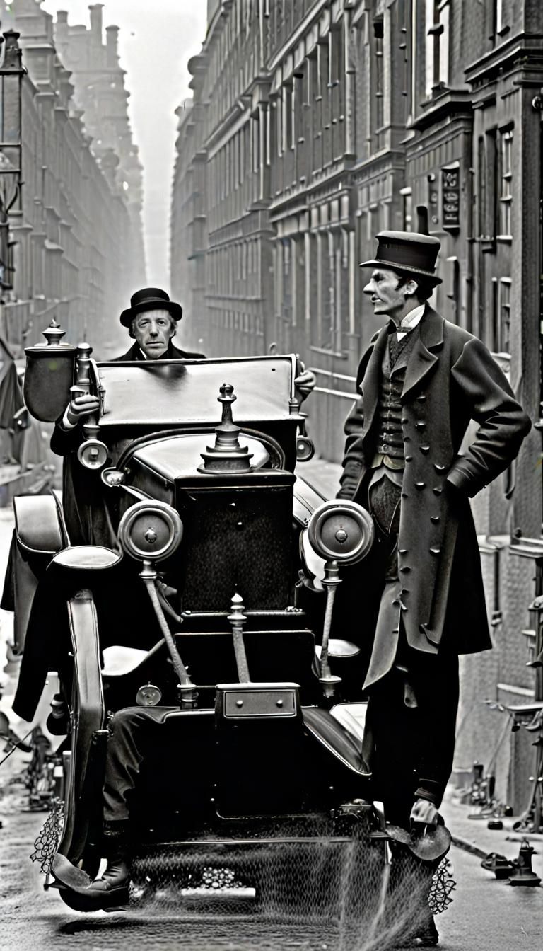 Sherlock Holmes Rides with Harpoon: Pen & Ink Illustration