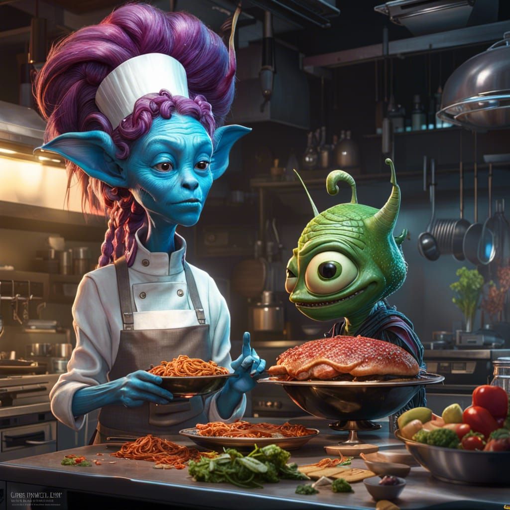 Detailed Alien Chef Concept Art in 3D