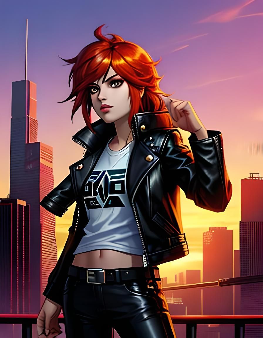 Sunset Shimmer in Cyberpunk Leather Jacket