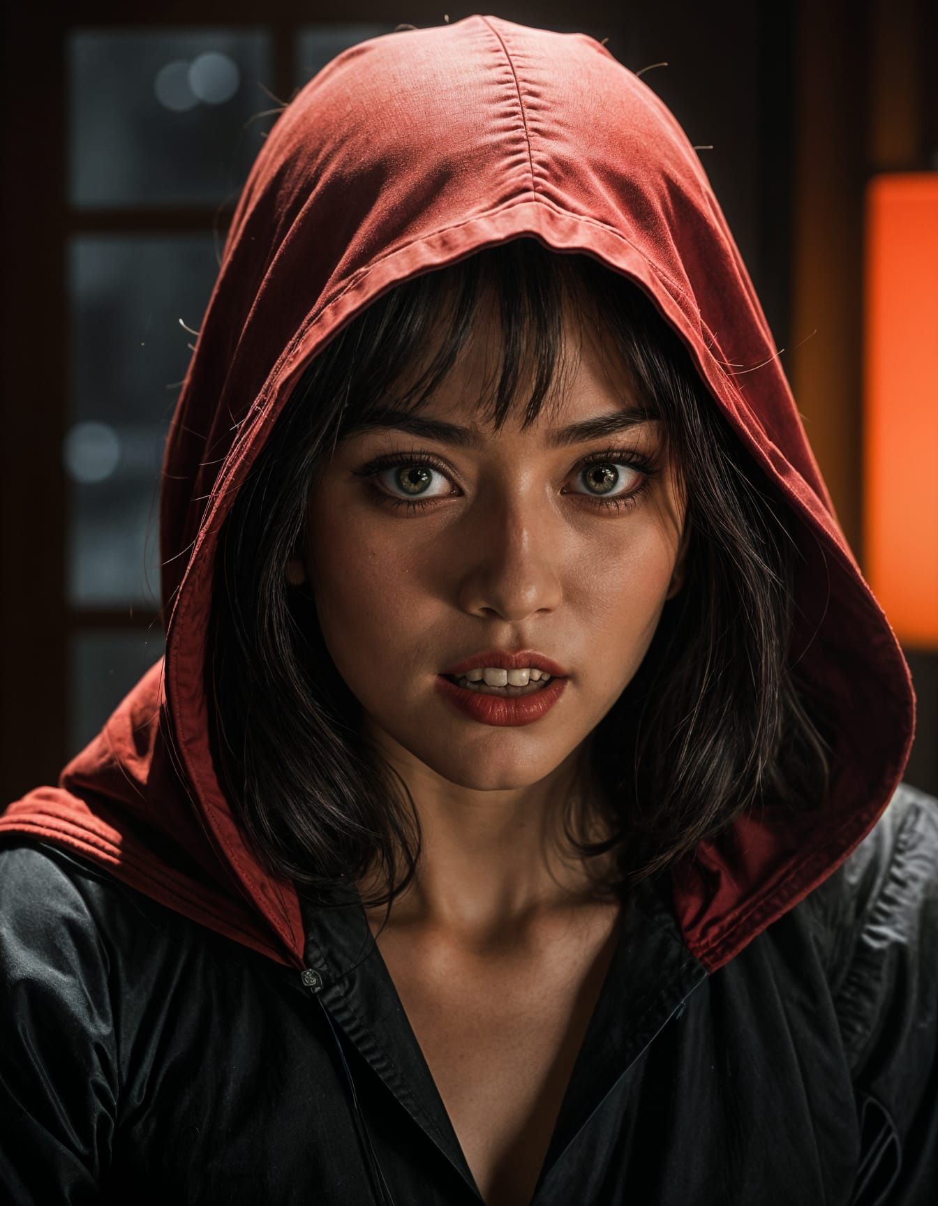 Mysterious Red Vampire in Retro Japanese Anime Style