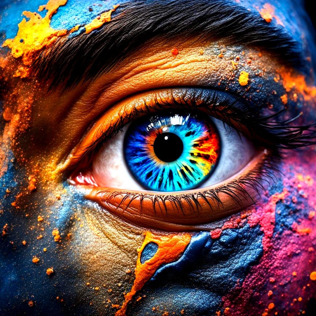 Volcano Reflection in Human Eye: Cinematic Image
