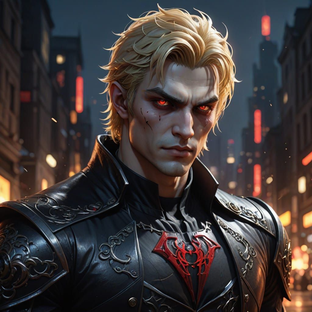Mystical Blond Vampire Reveals Intense Gaze in Cyberpunk Ani...