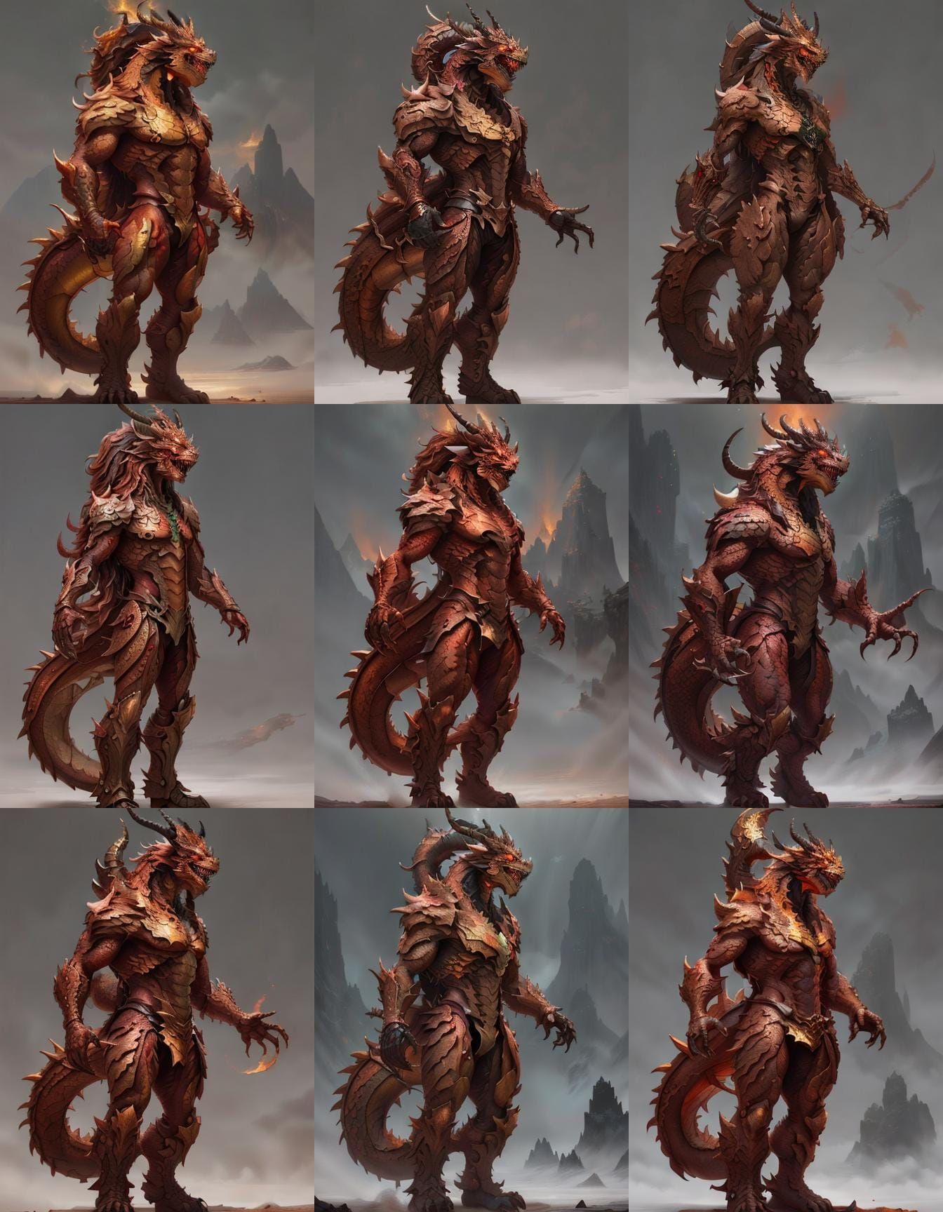 Majestic Bronze Dragon with Red Scales and Copper Locks