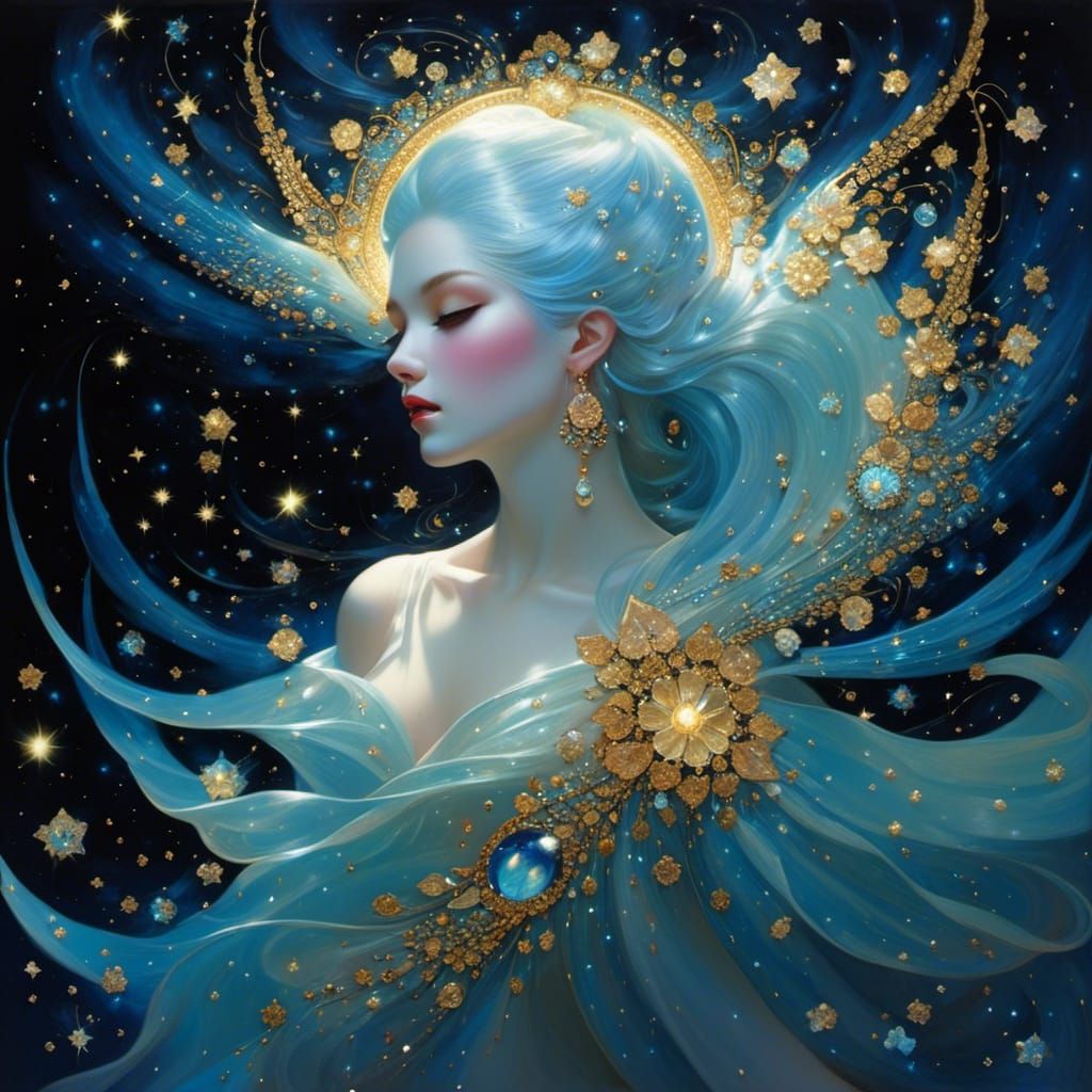 Ethereal Woman with Orb in Fantasy Art Style