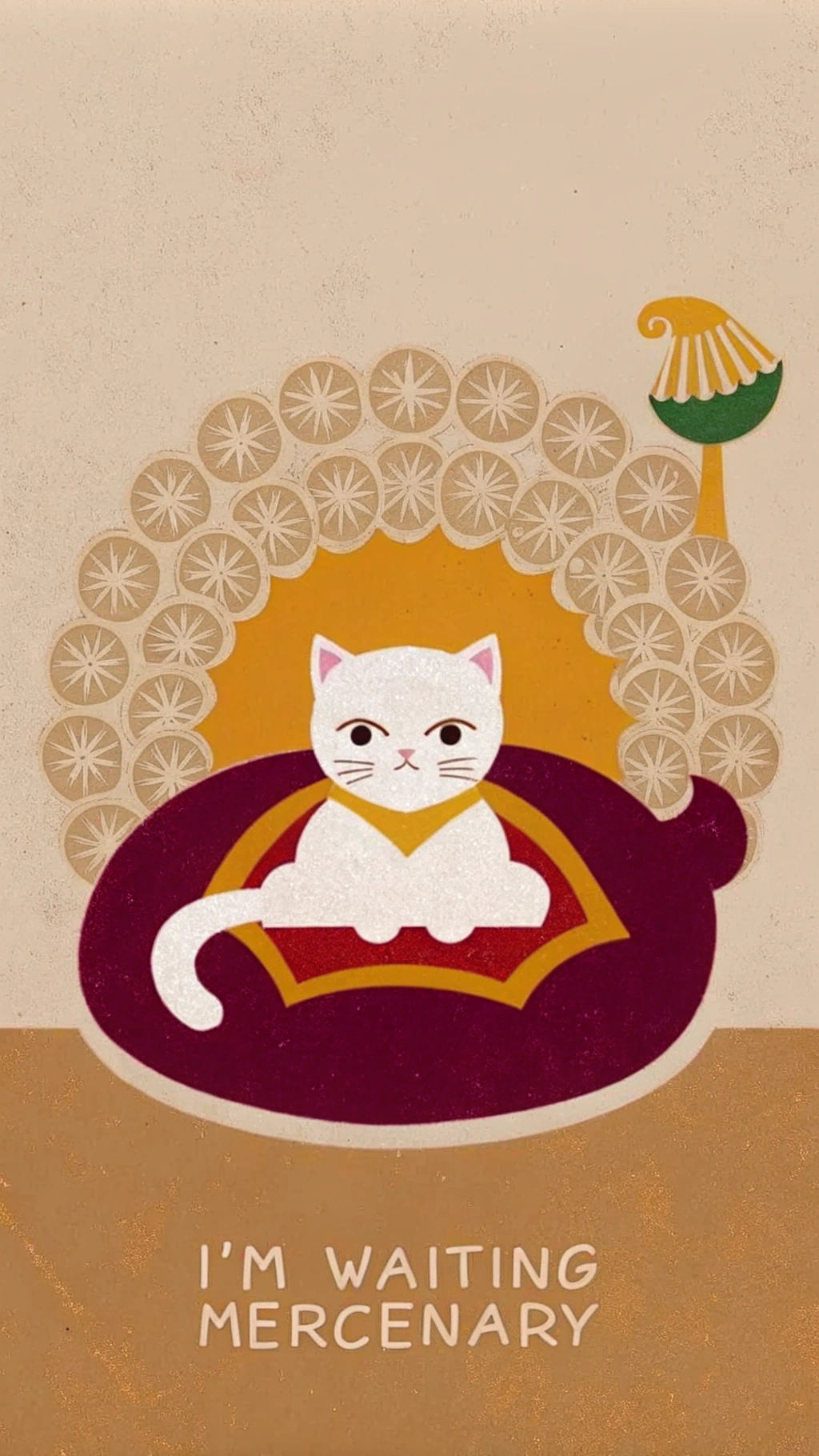 Defiant Cat on Pillow in Baroque Style