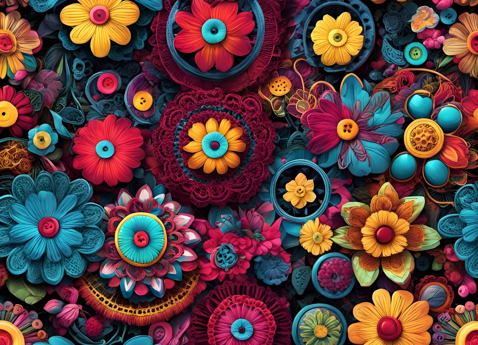 Vivid Button Flowers