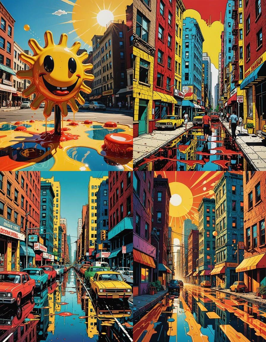 Pop Art City Meltdown Under Extreme Heatwave