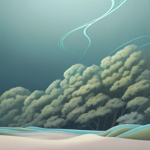 Earthy Landscape and Serene Sky in Retro-Futuristic Style