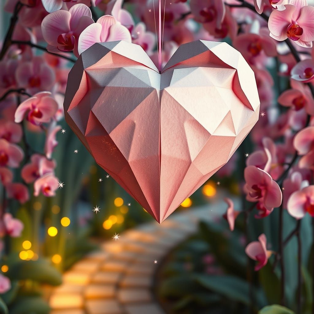 Whimsical Origami Heart in Pastel Hues