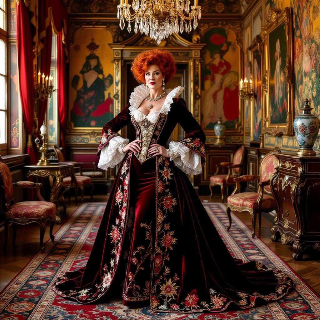 Baroque Salon Portrait in the Style of Klimt