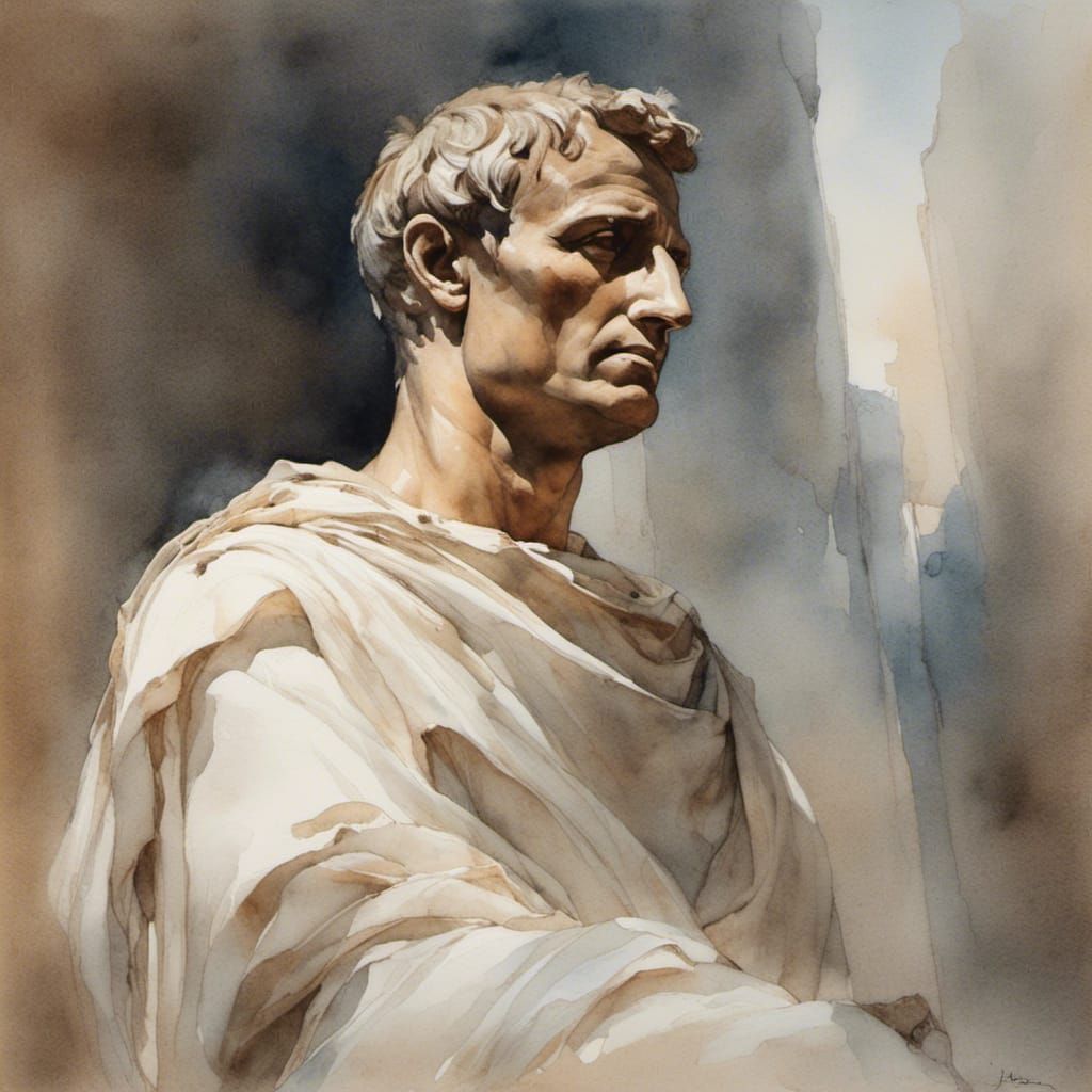 A portrait of Julius Caesar in Watercolor