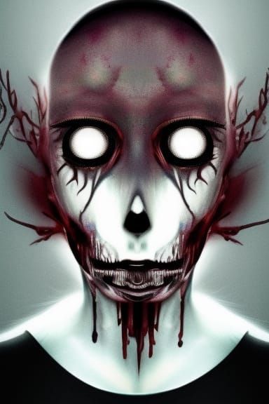 Hyperrealistic Sketch of a Sorrowful Non-Human Face