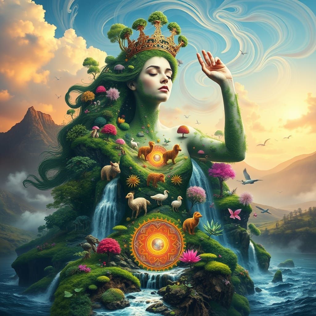 Surreal Princess of Lush Forests and Iridescent Worlds