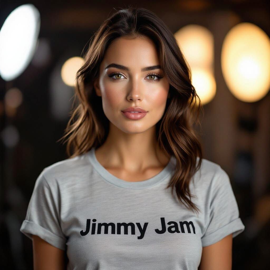 Professional Portrait of Woman with "Jimmy Jam me" Shirt