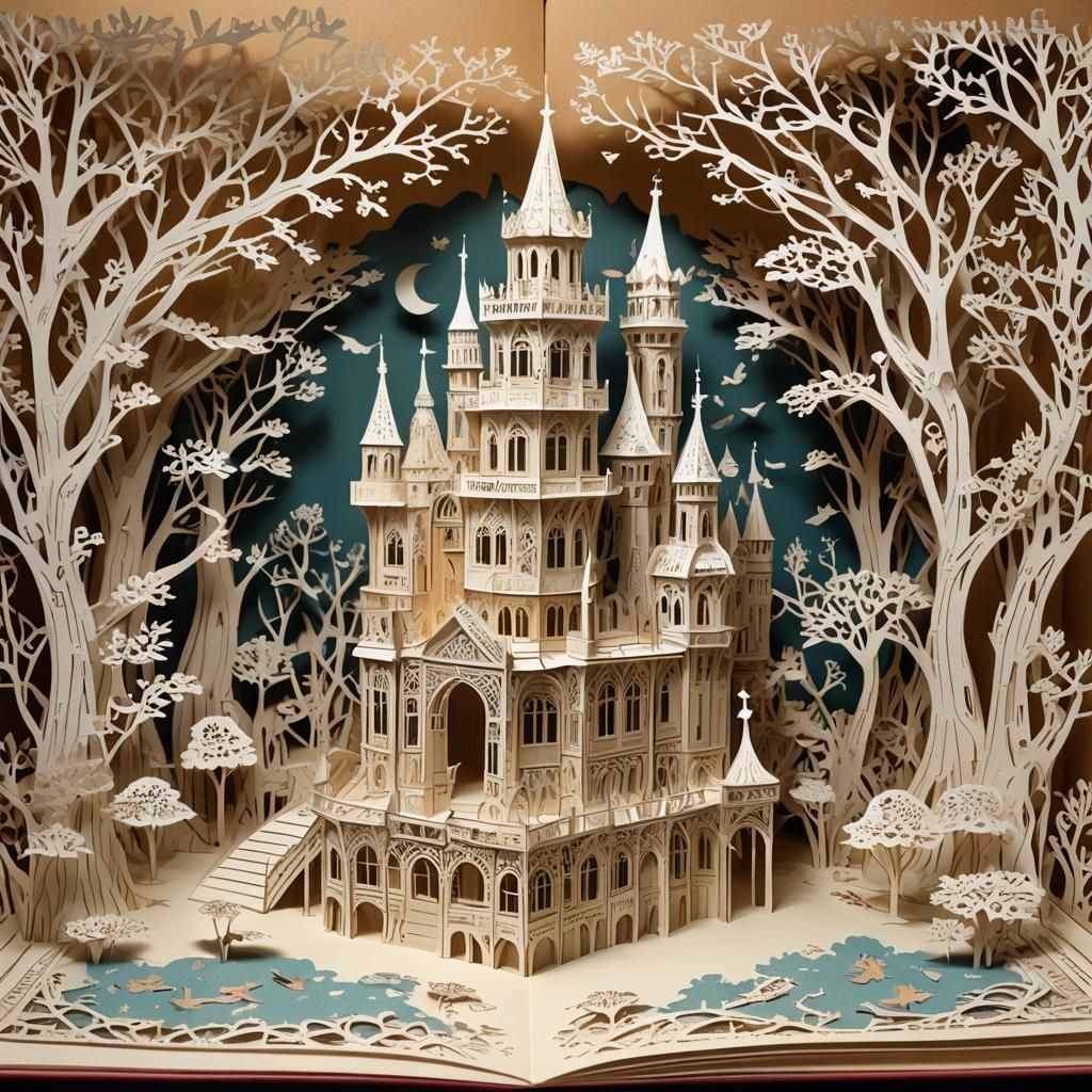 Intricate Pop-Up Book Illustration