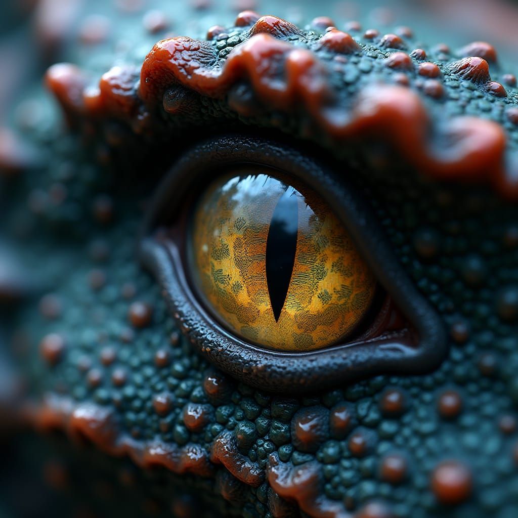 Photorealistic Dragon Eye with Circuitry Iris
