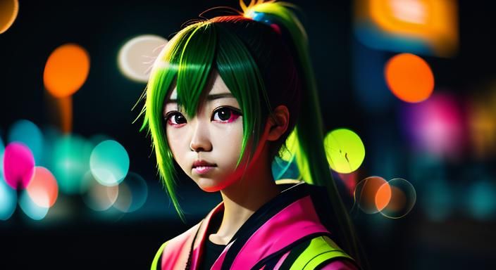 Neon Anime Photography with Bokeh and Natural Light
