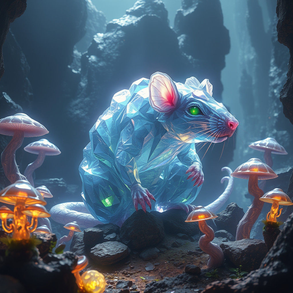 Crystal Rat in Mystical Ruins: Fantasy Concept Art