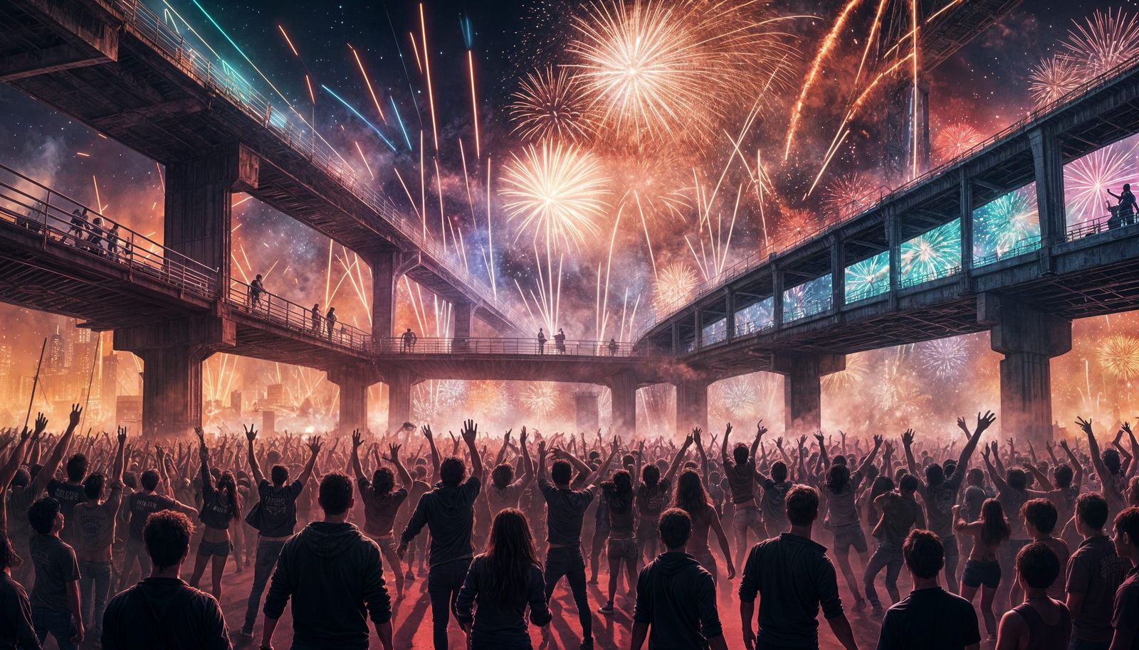 Secret Rave Party Under Highway Bridge