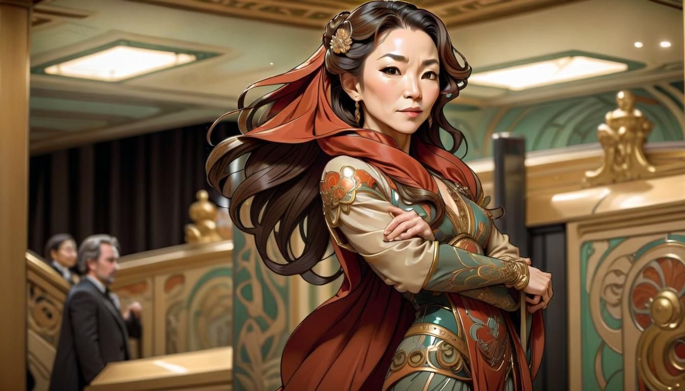Chibi Michelle Yeoh in Art Nouveau Style