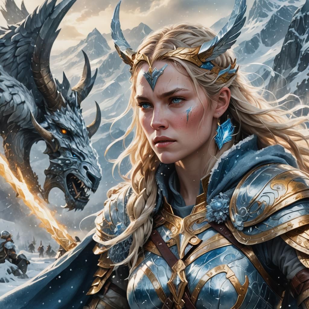 Valkyrie vs. Frost Giant: Fantasy Concept Art