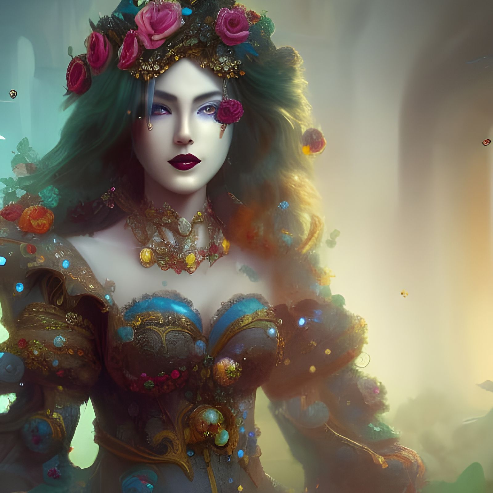 Lady in Jewels and Roses: Fantasy Concept Art