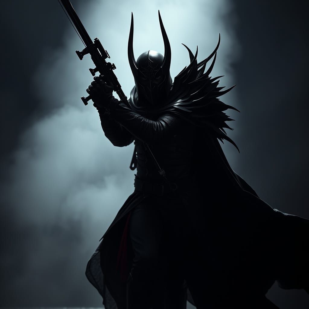 Elaborate Dark Costume Villain Ready for Battle