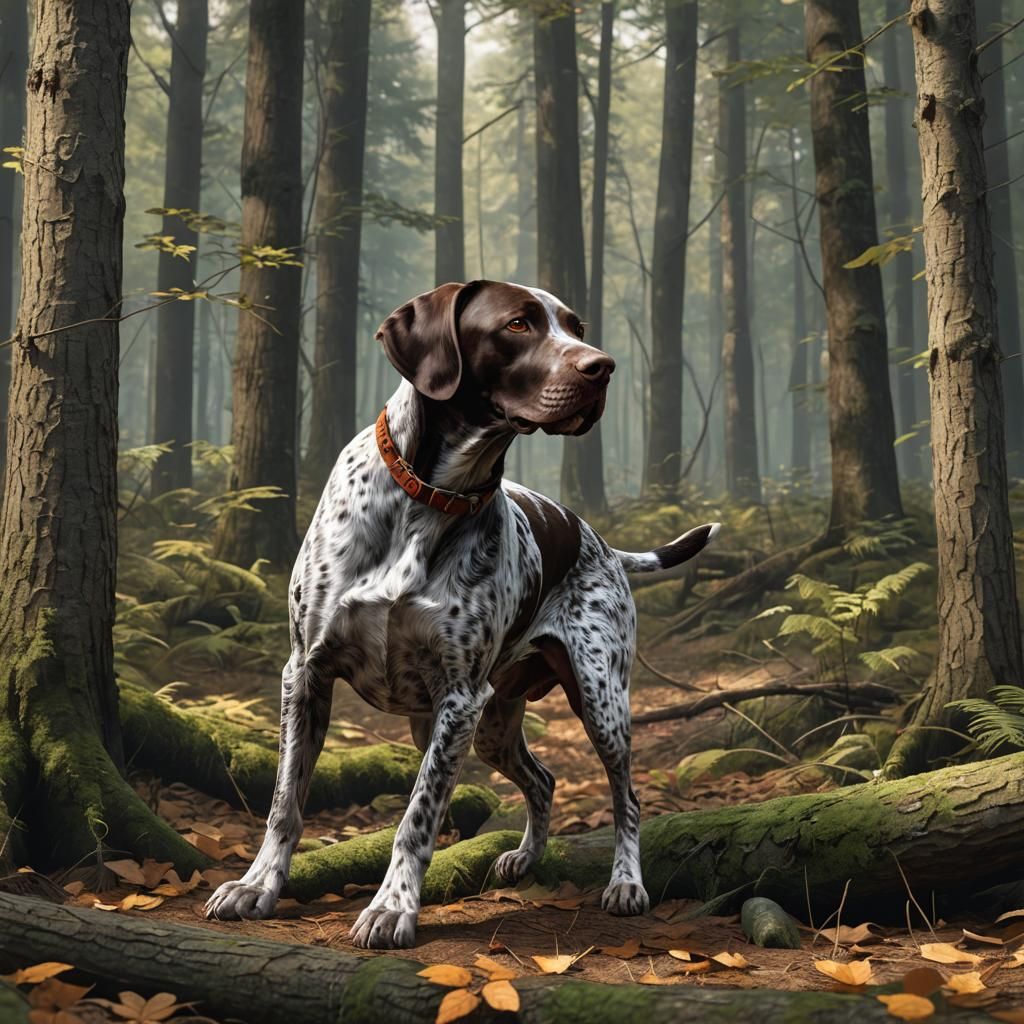 German Shorthaired Pointer Hunting: 3D Anime Art