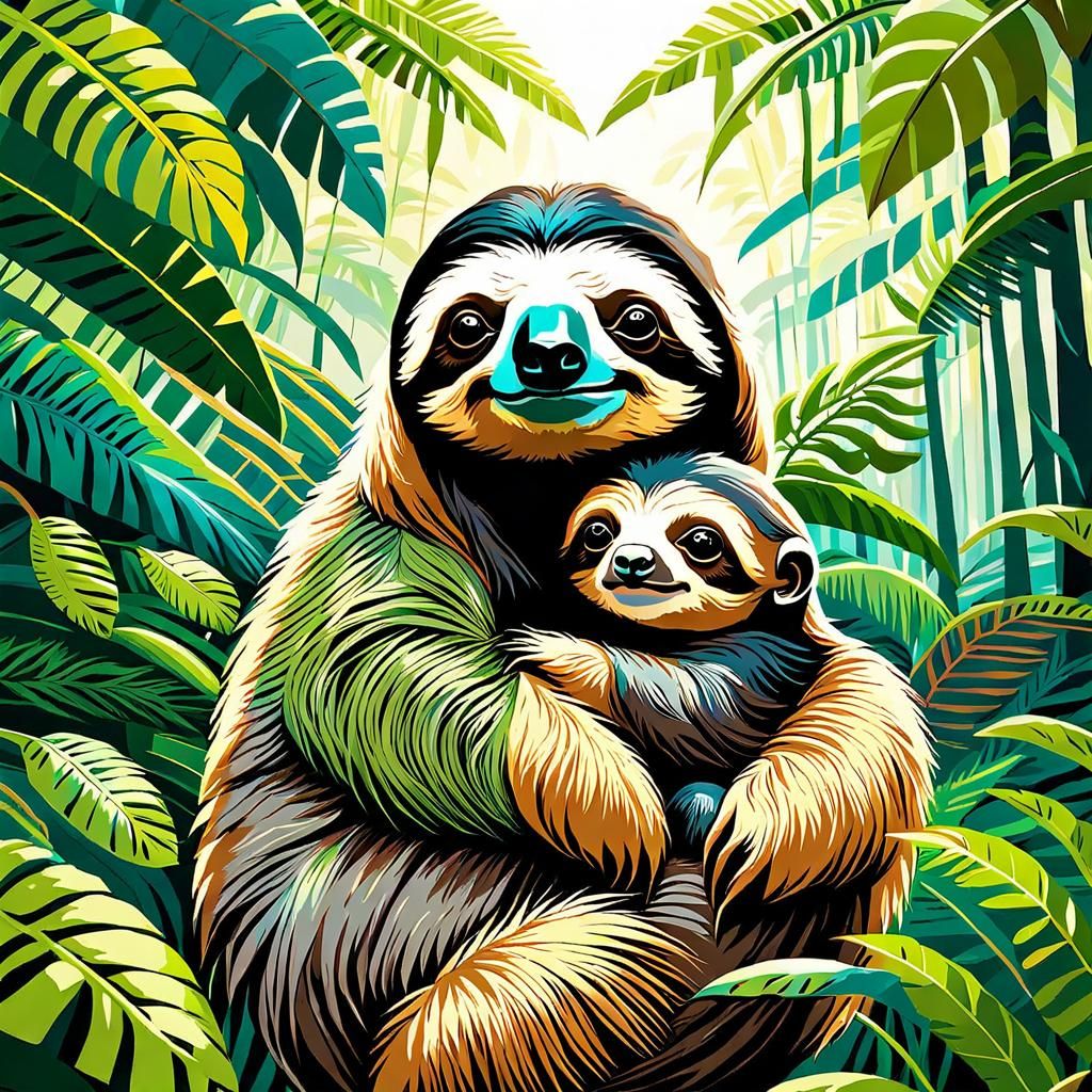 mama sloth and baby sloth