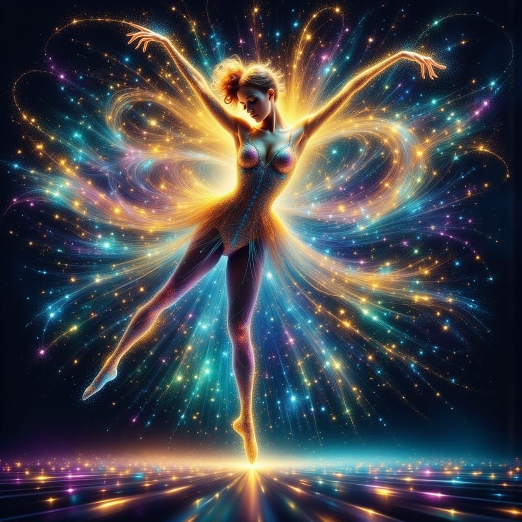 Dancer Made of Radiant Light and Flux