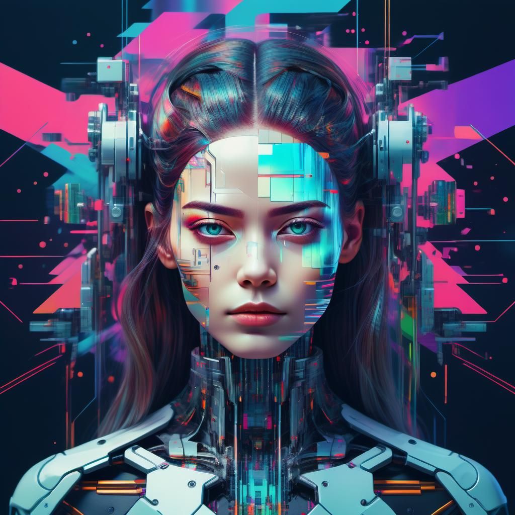 Cyborg Portrait Glitch Effect