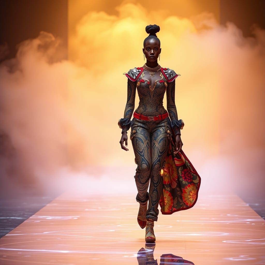 Stately Model Shines in Afro-Futuristic, Cosmic Couture
