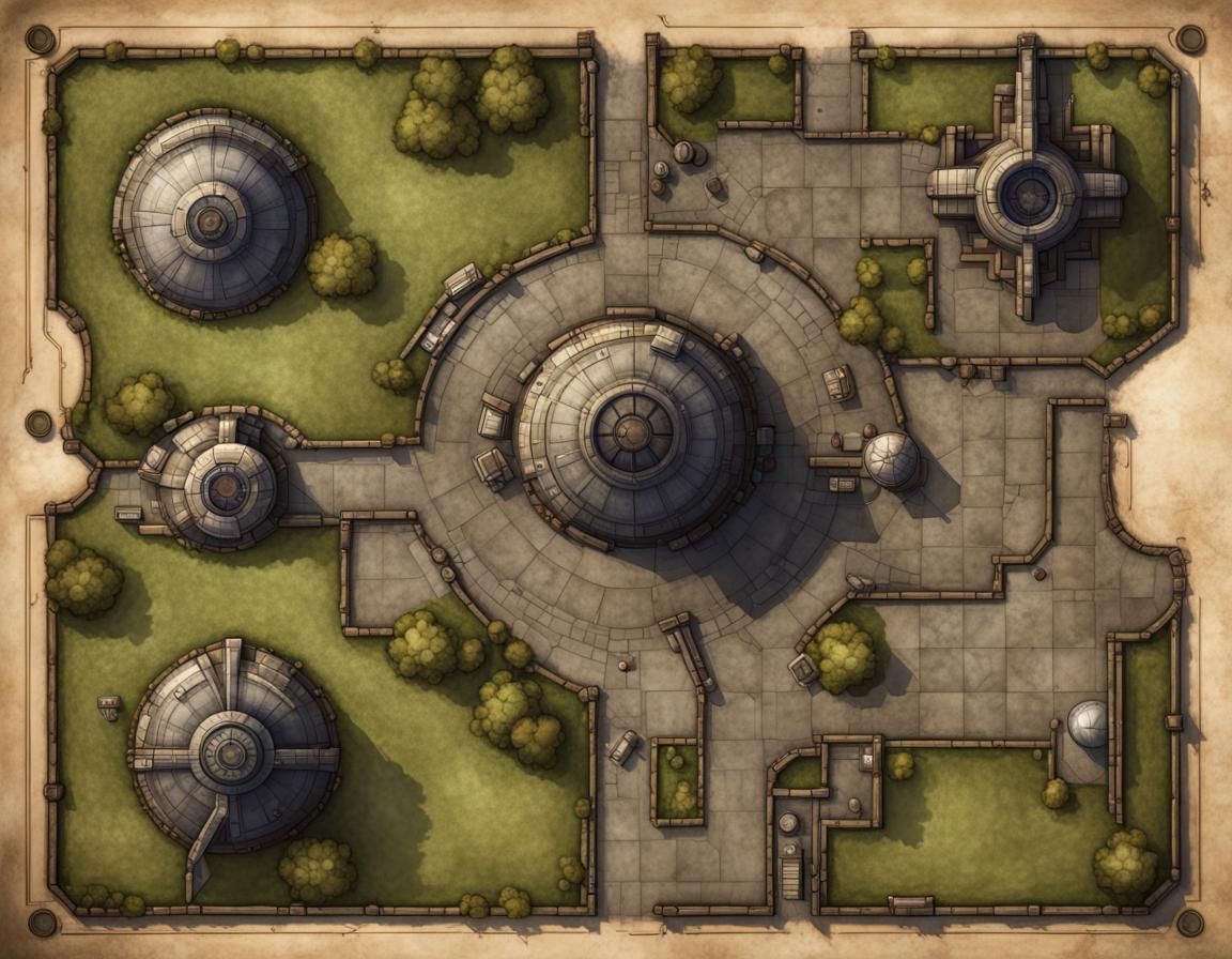 Overhead RPG Map: Elven Starship Landing Pad