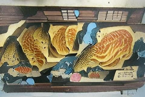 Taiyaki Aquarium in Japanese Woodblock Style