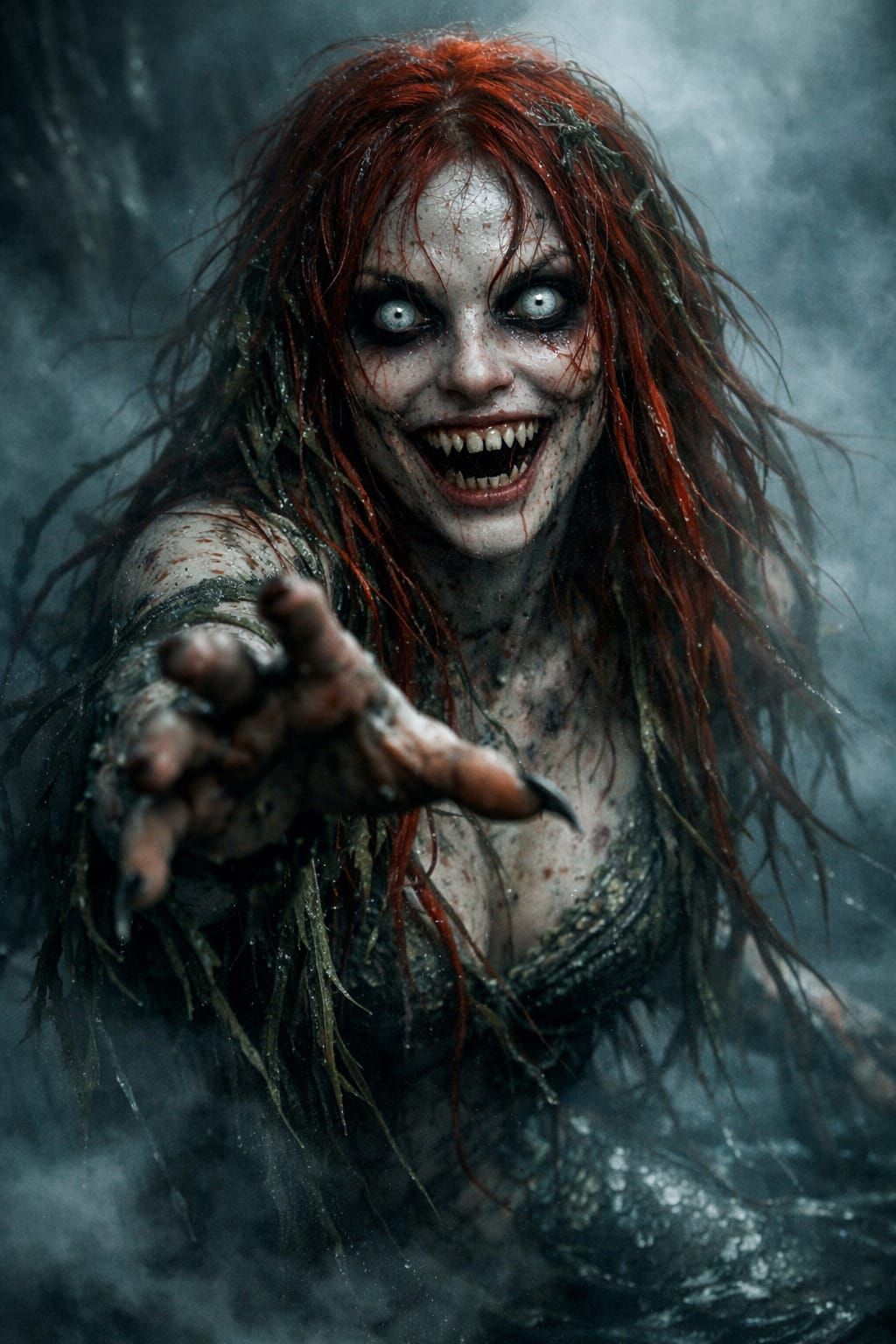 Terrifying Horror Mermaid in Dark Fantasy Style