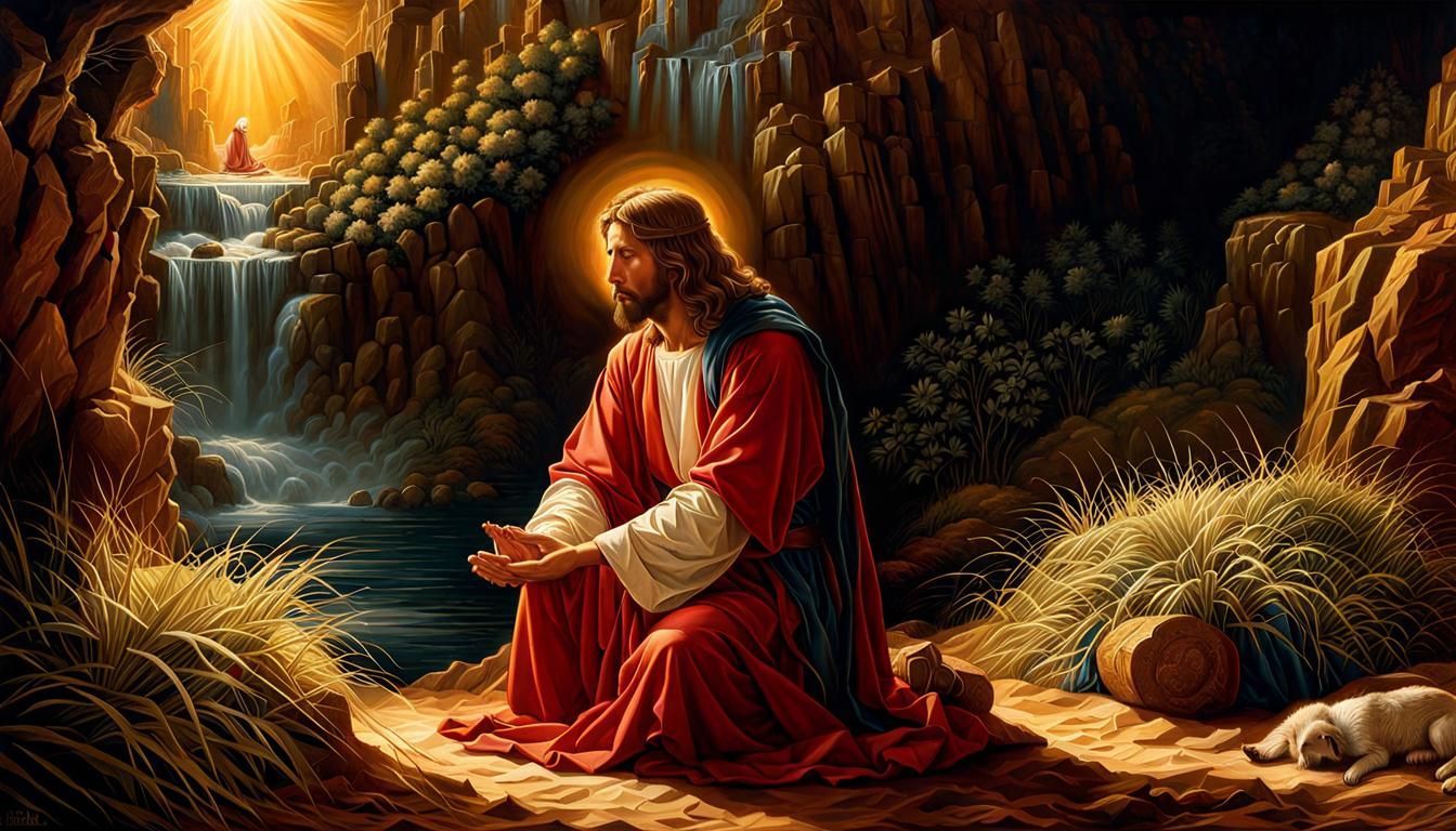 Jesus Praying: A Digital Renaissance Painting