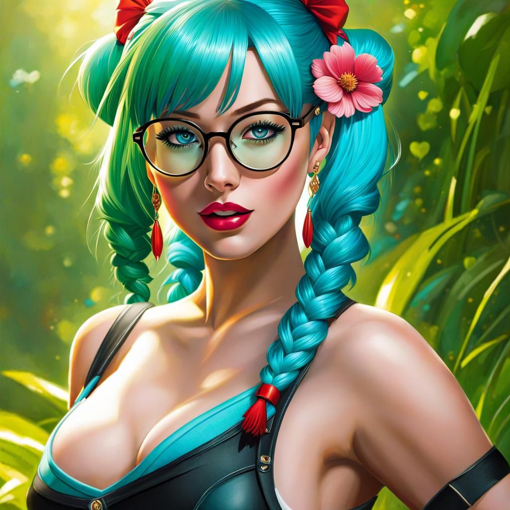 Adorable Woman with Turquoise Hair, Comic Book Fantasy