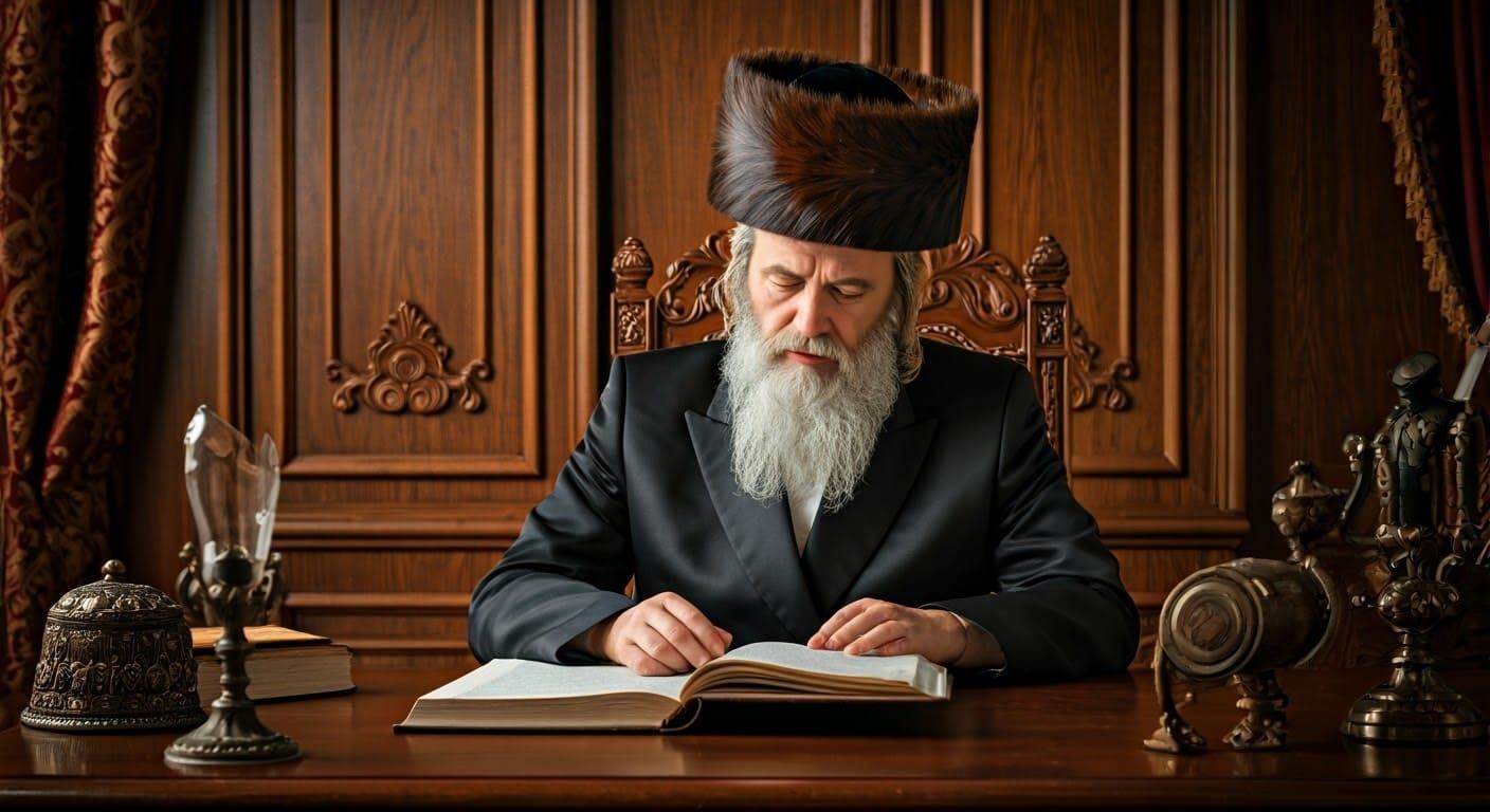 Regal Hasidic Scholar Studies Talmud in Luxurious Study